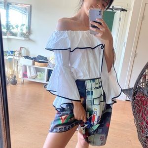 Open shoulder white top